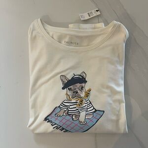 Talbots French Bulldog Graphic Tee - White